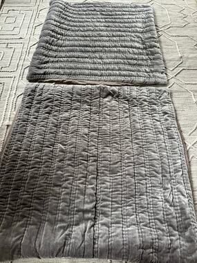Tahari Stitched Quilted Euro Shams set two gray